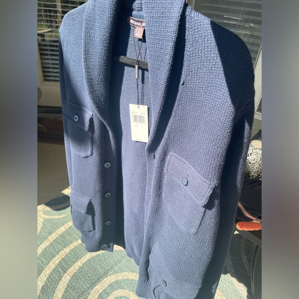NWT Michael Kors Men’s Navy blue sweater Size L - Picture 7 of 9
